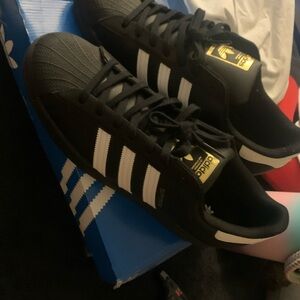 Adidas Superstar Black with White Stripes